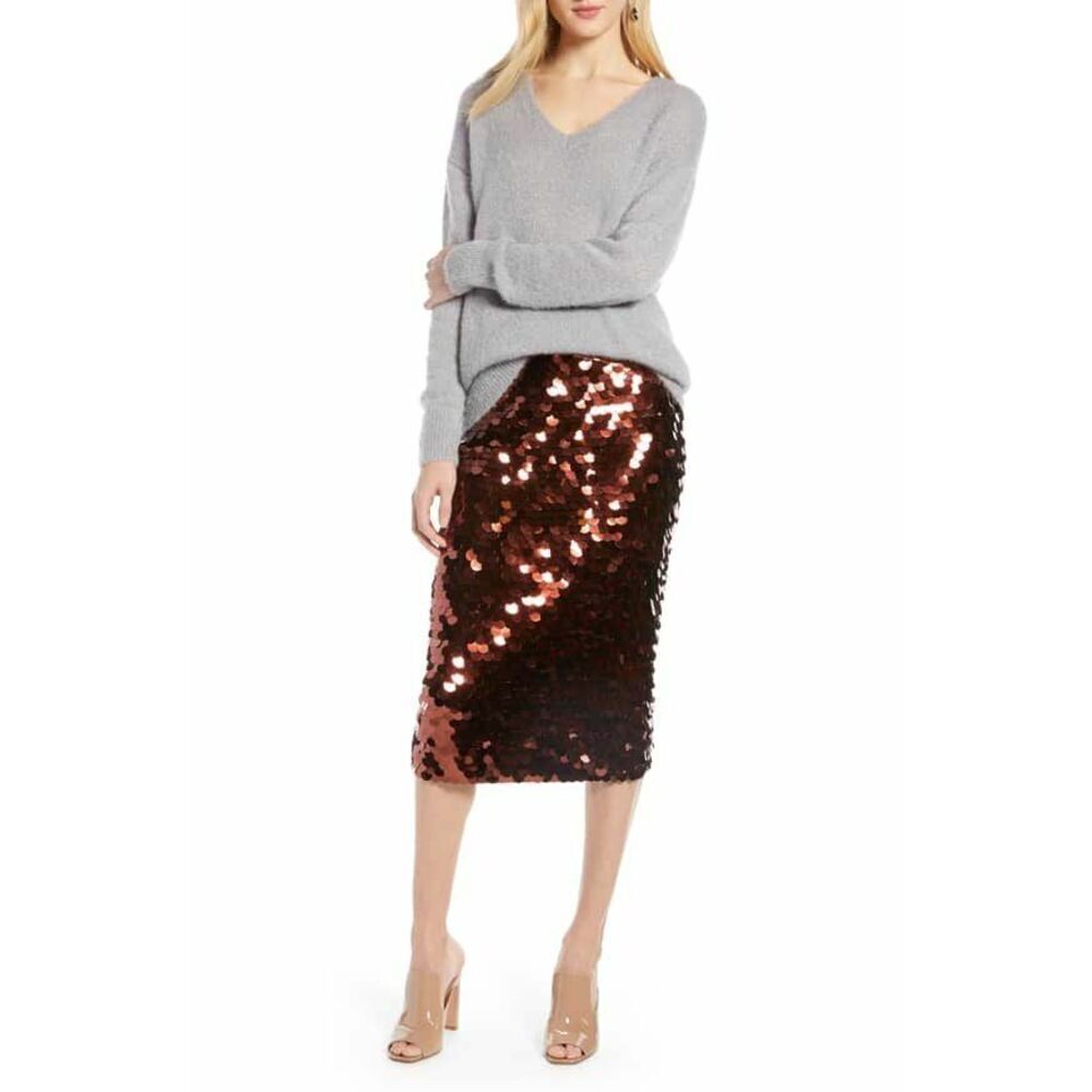 Halogen Women's Paillette Sequin Pencil Skirt Petite XS $150